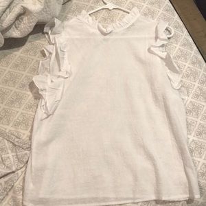 White Ruffle Sleeve Tank
